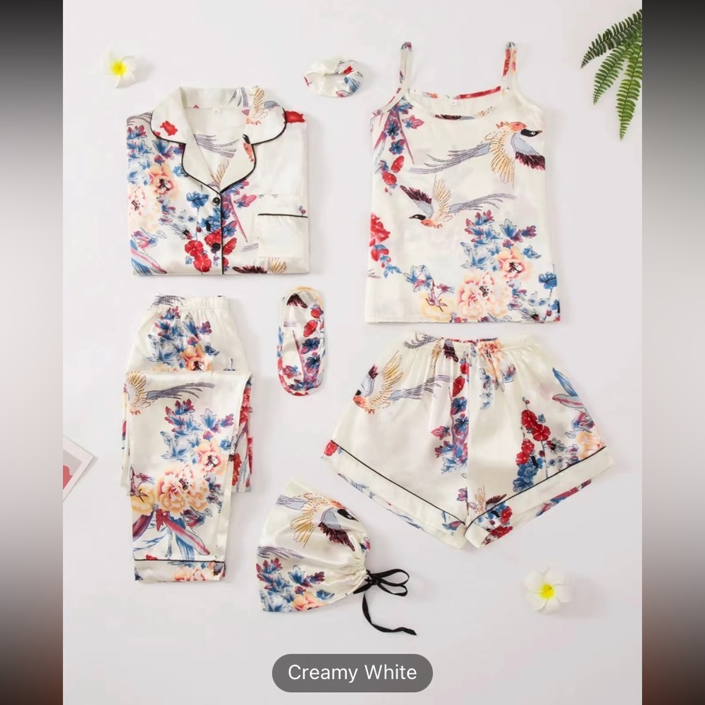 7 Pack Women's Sleepwear Silk Satin Floral Print Pajama Set